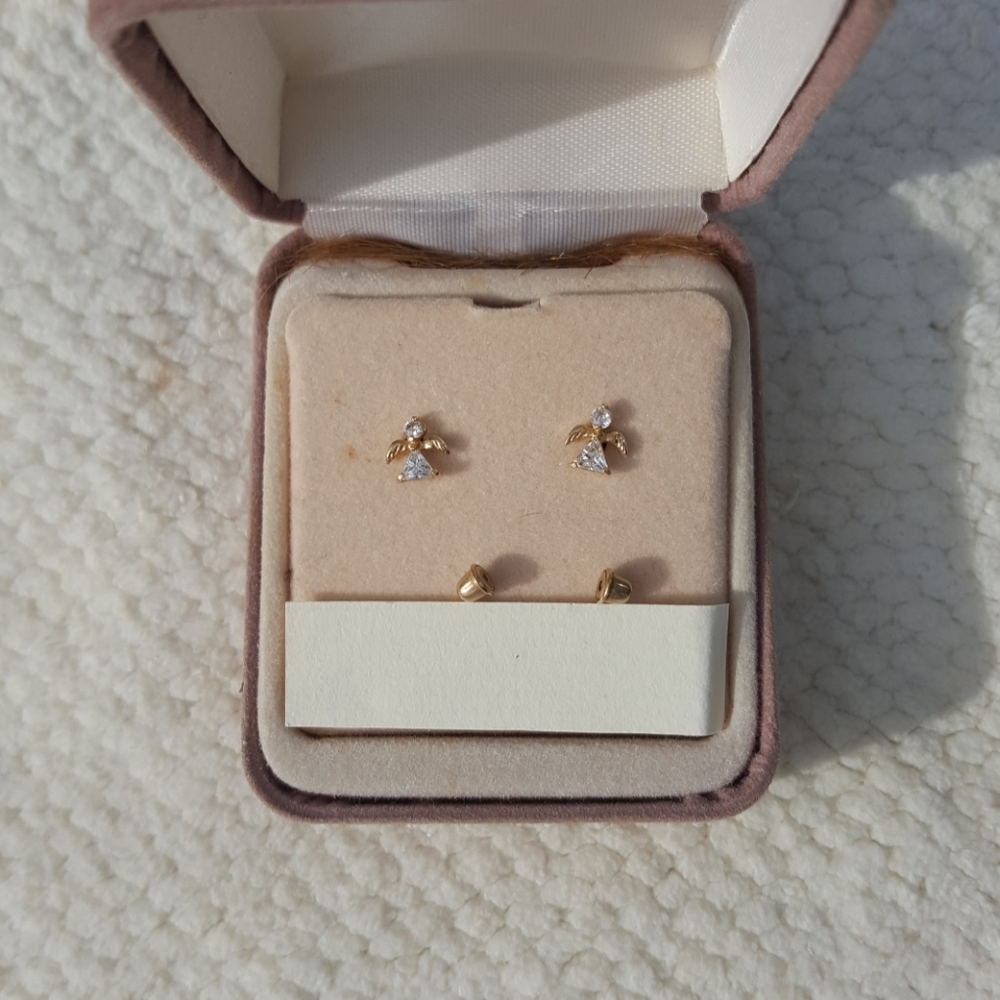 14kt Baby diamond Angel earrings